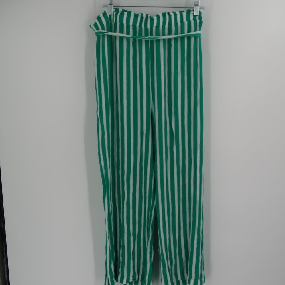 Forever 21 Green and White Striped Wide Leg Pants